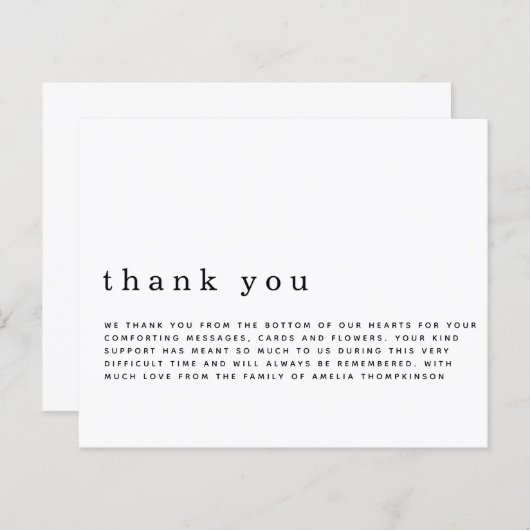 Haushaltseinfaches Text Beerdigung Beileid Danke (Vorne/Hinten)