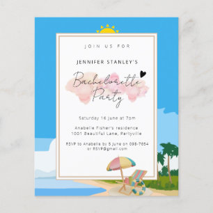 Haushaltseinladung, Beach Bachelorette Hens Party Flyer