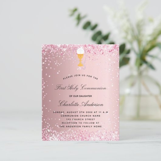 Haushaltseinladung der ersten Kommune in Rosa (Stehend Vorderseite)