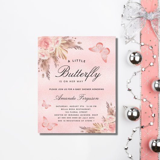 Haushaltseinladung für Baby Dusche Schmetterling P