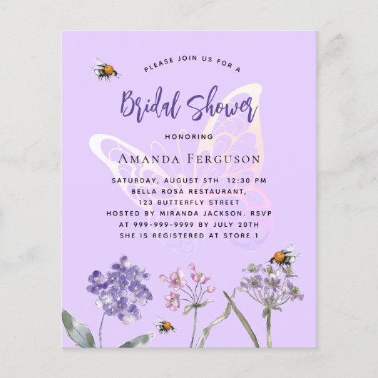 Haushaltseinladung für Brautparty-Violett Flyer (Vorne)