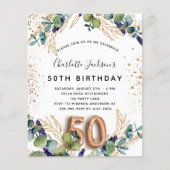 Haushaltseinladung zum 50. Geburtstag für Eukalypt Flyer (Vorne)