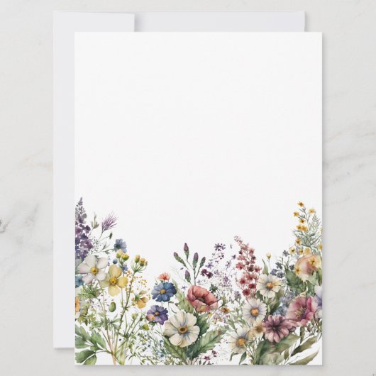 Haushaltsfarbige Wildblume Blumenfarbe Einladung (Rückseite)