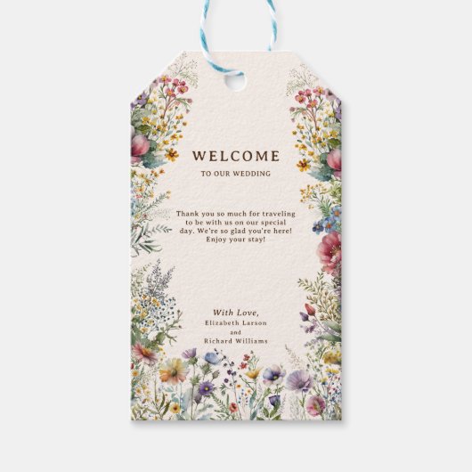 Haushaltsfarbige Wildblume Blumenfarbe Geschenkanhänger (Vorderseite)