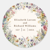 Haushaltsfarbige Wildblume Blumenfarbe Runder Aufkleber (Vorderseite)