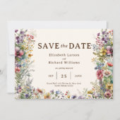 Haushaltsfarbige Wildblume Blumenfarbe Save The Date (Vorderseite)