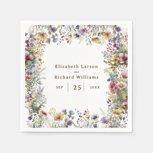 Haushaltsfarbige Wildblume Blumenfarbe Serviette (Vorderseite)