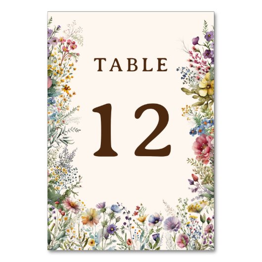 Haushaltsfarbige Wildblume Blumenfarbe Tischnummer (Vorderseite)