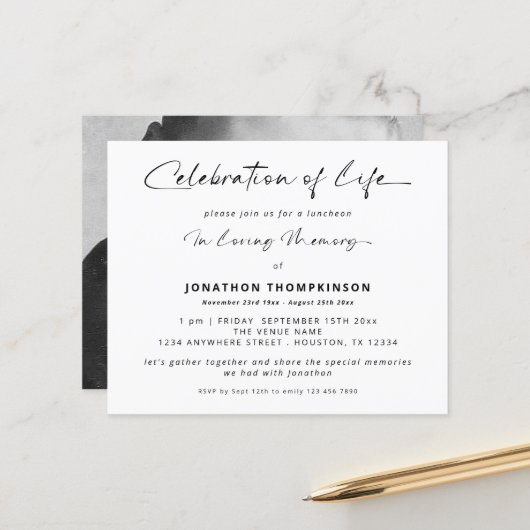 Haushaltsfeier Foto Weiße Mittagspause (Vorderseite/Rückseite Beispiel)