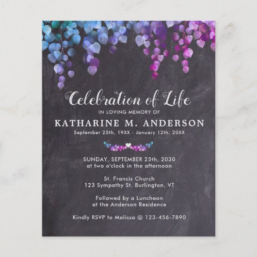 Haushaltsfeier Rustikale Lila Vegetation (Vorderseite)