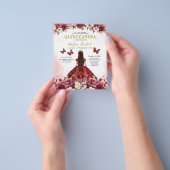 Haushaltsfloral Burgund QR Code Quinceanera Flyer (Gruppe)