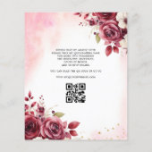 Haushaltsfloral Burgund QR Code Quinceanera Flyer (Hinten)