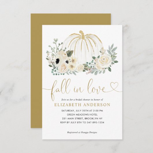 Haushaltsfloraler Fall von Liebe Pumpkin-Brautpart Mitteilungskarte (Vorne/Hinten)