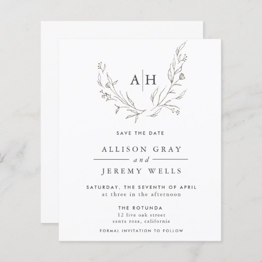 Haushaltsfloralmonogramm Save the Date (Vorne/Hinten)