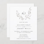 Haushaltsfloralmonogramm Save the Date (Vorne/Hinten)