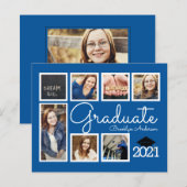 HAUSHALTSFOTO-Collage Blue Graduate Ankündigung (Vorne/Hinten)