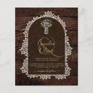 HAUSHALTSFoto Hochzeit Einladung rustikale Holzspi Flyer
