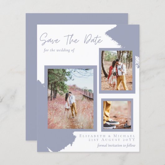 HAUSHALTSFoto Save the Date Verlobung Dusty Blue (Vorne/Hinten)