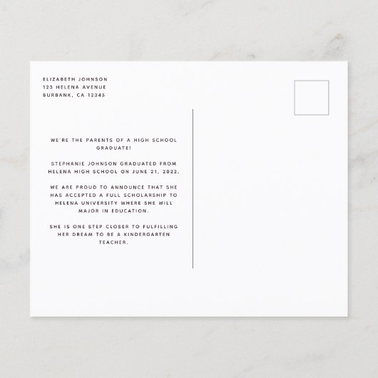 HAUSHALTSFoto Senior Abschluss Postkarte (Rückseite)