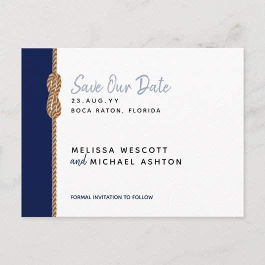 Haushaltsfreundlich ⚓ Nautic Rette unser Datum Ankündigungspostkarte (Vorderseite)