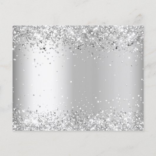 Haushaltsgeburt Weißsilber-Glitzer Save the Date (Rückseite)