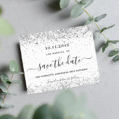 Haushaltsgeburt Weißsilber-Glitzer Save the Date