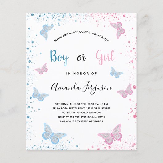 Haushaltsgeschlecht enthüllt Schmetterlinge mit Ba (Vorderseite)