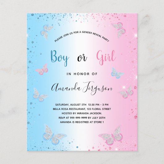 Haushaltsgeschlecht enthüllt Schmetterlinge mit Ba (Vorderseite)