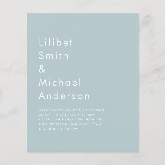 HAUSHALTSGlasseich Grüne einfarbige Hochzeit Flyer (Vorne)