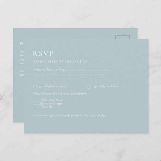 HAUSHALTSGlasseich Grüne einfarbige Hochzeit Postkarte (Vorne/Hinten)