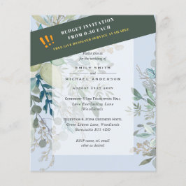 HAUSHALTSGlassgrün Eukalyptus-Blätter Hochzeit Flyer