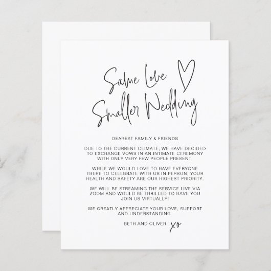 Haushaltsgleiche Liebe Kleinere Hochzeitsankündigu (Vorne/Hinten)