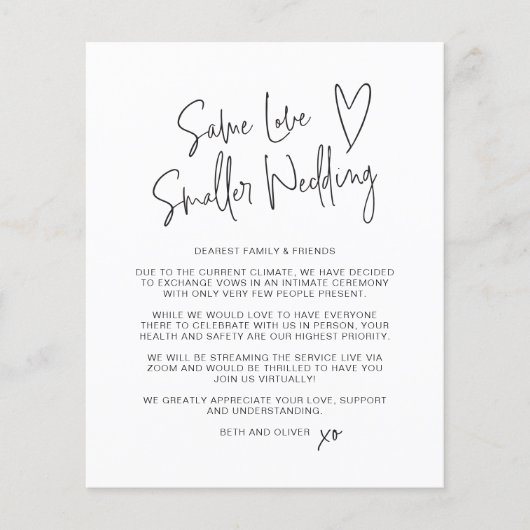 Haushaltsgleiche Liebe Kleinere Hochzeitsankündigu (Vorderseite)