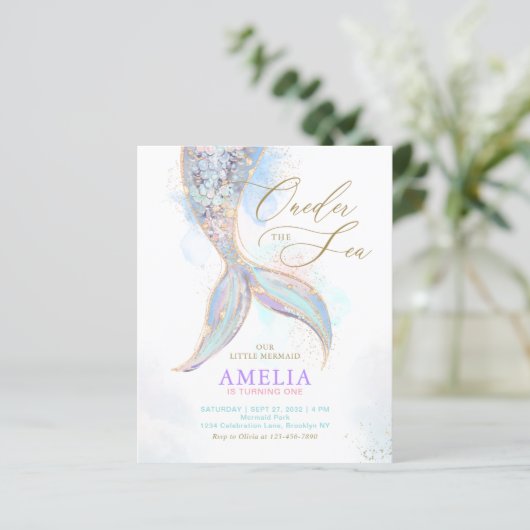 HAUSHALTSGlitzer Meerjungfrau ONEder Sea Geburtsta (Stehend Vorderseite)