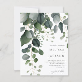 Haushaltsgrün und Eukalyptus Wedding Einladung Postkarte