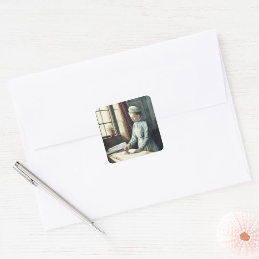 Haushaltshilfe, c.1880 quadratischer aufkleber (Umschlag)