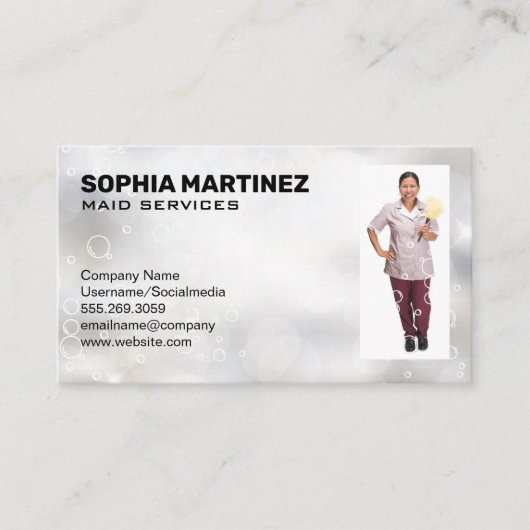 Haushaltshilfe | Funkelnd Bubbles-Visitenkarte Visitenkarte (Vorderseite)