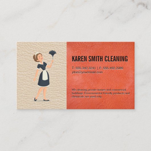 Haushaltshilfe | Lederuntergrund Visitenkarte (Vorderseite)