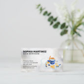 Haushaltshilfe | Mop und Broom | Funkelnd Blasen Visitenkarte (Stehend Vorderseite)