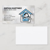 Haushaltshilfe | Mop und Broom | Seifenblasen Visitenkarte (Vorne/Hinten)