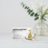 Haushaltshilfe | Mop und Broom | Sprühflasche Visitenkarte (Stehend Vorderseite)