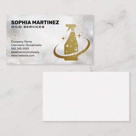 Haushaltshilfe | Mop und Broom | Sprühflasche Visitenkarte (Vorne/Hinten)