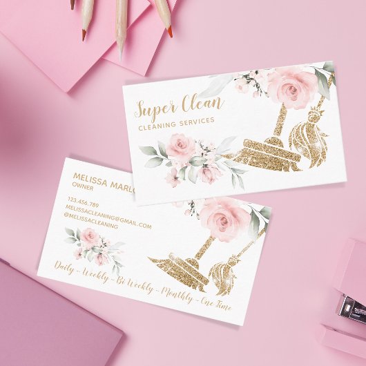 Haushaltshilfe Reinigung Haus Sparkling Gold Blume Visitenkarte