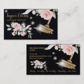 Haushaltshilfe Reinigung Haus Sparkling Gold Blume Visitenkarte (Vorne/Hinten)