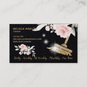 Haushaltshilfe Reinigung Haus Sparkling Gold Blume Visitenkarte (Rückseite)