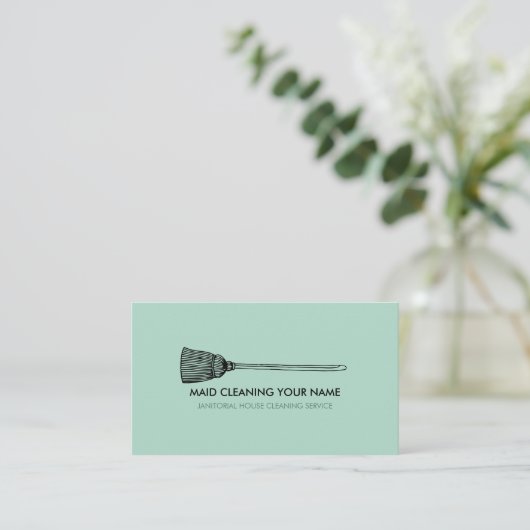 Haushaltshilfe Reinigung Häusekeeper, grünes Logo Visitenkarte (Stehend Vorderseite)