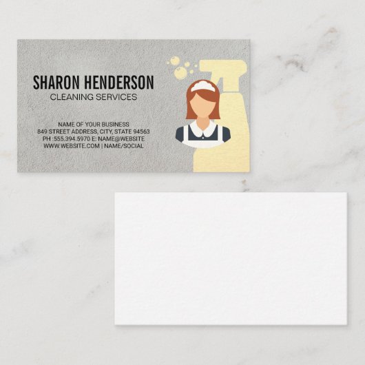 Haushaltshilfe | Reinigung von Spray und Maid Visitenkarte (Vorne/Hinten)