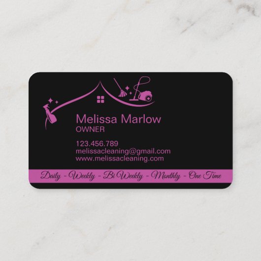 Haushaltshilfe Reinigungshaus Sparkling Fuchsia Visitenkarte (Rückseite)