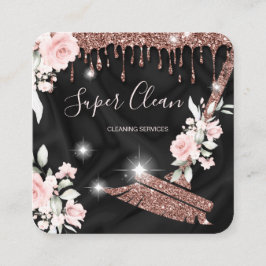 Haushaltshilfe Reinigungshaus Sparkling Rose Goldf Quadratische Visitenkarte
