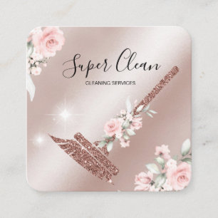 Haushaltshilfe ReinigungsHouse Sparkling Rose Gold Quadratische Visitenkarte